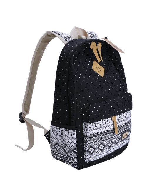 Girls Backpack Polka Dot Canvas Backpack Casual Travel Work Bag for Womens