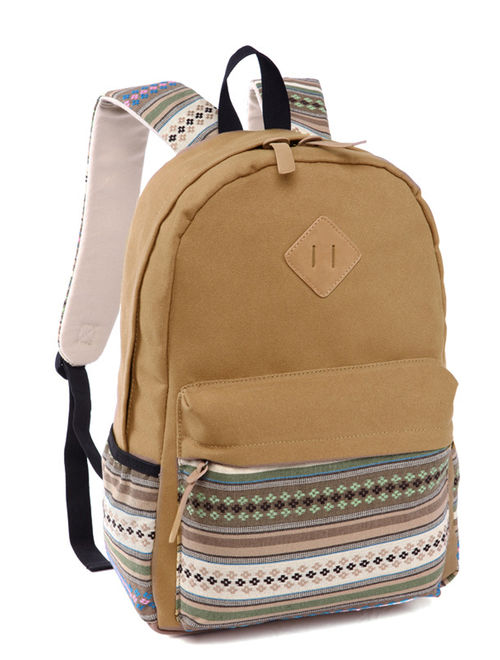 Women's Tribal Canvas Backpack Shoulder School Book Bag Travel Rucksack