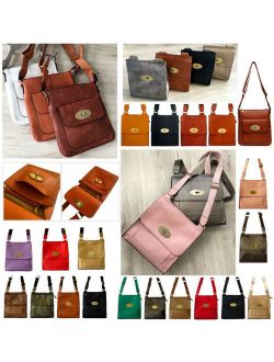 Designer Style Turn Twist Lock Leather Cross Body Bag Messenger Handbag Shoulder