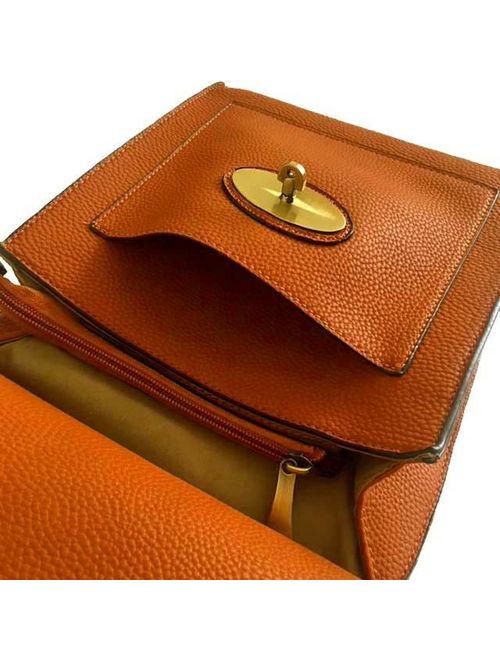 Designer Style Turn Twist Lock Leather Cross Body Bag Messenger Handbag Shoulder