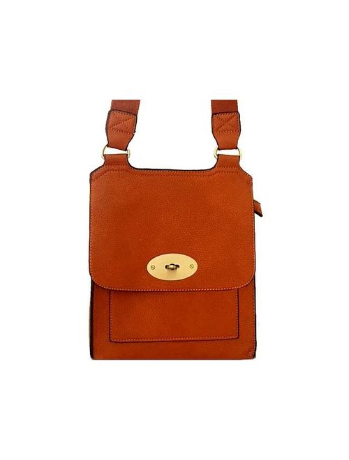 Designer Style Turn Twist Lock Leather Cross Body Bag Messenger Handbag Shoulder