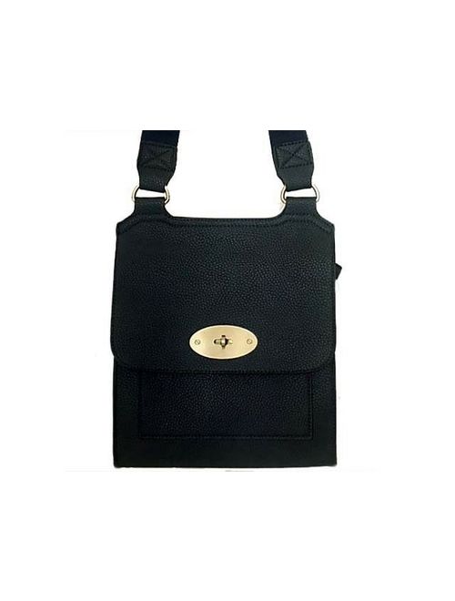 Designer Style Turn Twist Lock Leather Cross Body Bag Messenger Handbag Shoulder