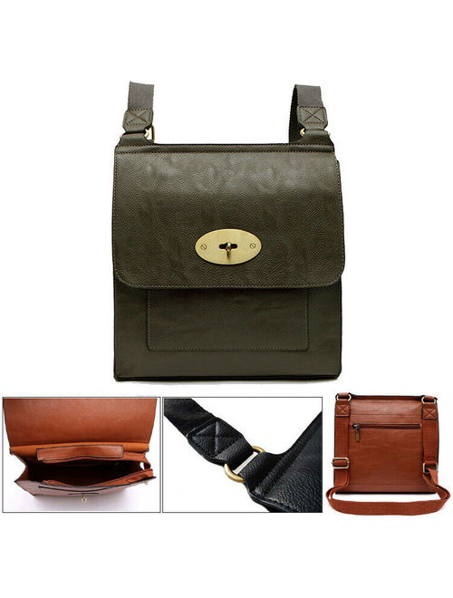 Designer Style Turn Twist Lock Leather Cross Body Bag Messenger Handbag Shoulder