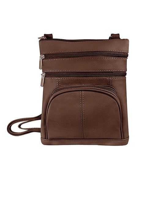 Roma Leathers Genuine Leather Multi-Pocket Crossbody Purse Bag