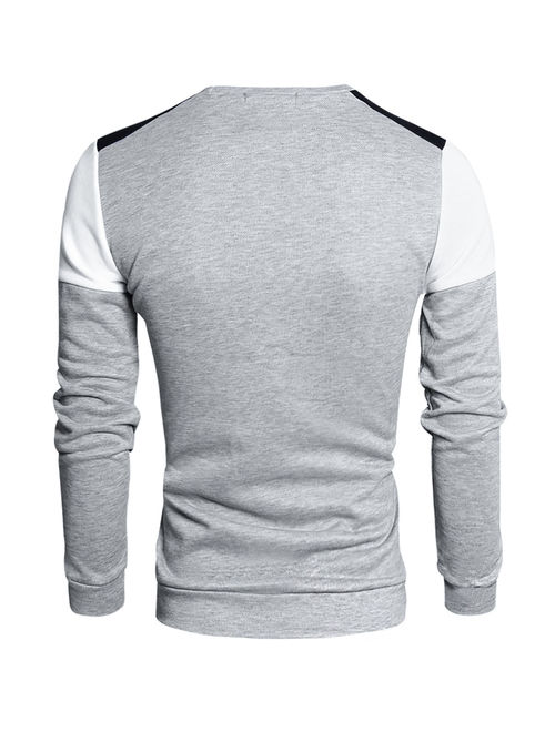 Unique Bargains Men's Color Block Crew Neck Long Sleeves Panel Sweatshirt