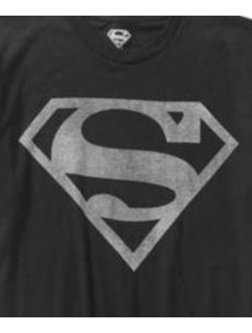 Men's Superman Logo Short Sleeve Distressed Stripe Sleeve Tee