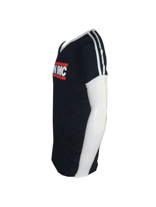 Authentic RUN DMC Horizontal Logo Black Soccer T-Shirt S-2XL NEW