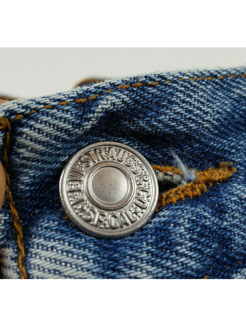 Vintage Levi's 550 Plus High Waist Red Tab Denim Blue Jean Shorts Size 10 1/2