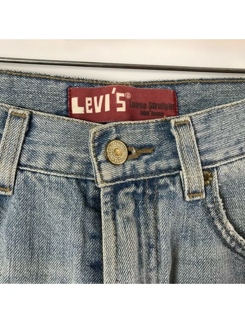Levi's Levis 569 Womens Shorts Loose Denim Fringed Distressed Blue 27W Light Wash