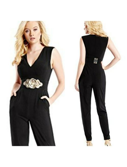 NWT GUESS BY MARCIANO BLACK KELSI JUMPSUIT with belt SIZE 8
