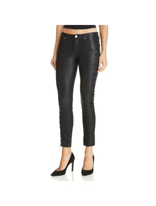 BLANKNYC Blank NYC Womens Black Faux Leather Lace-up Low-Rise Skinny Jeans 24 BHFO 5610