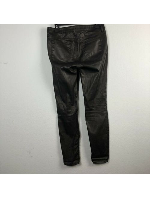 Joie Faux Leather Pants Size 28 Black Coated Denim Pants Waxed Skinny Jeans