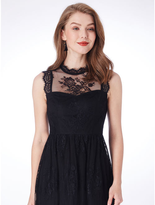 Alisa Pan Women's Elegant Short Empire Waist Mother's Day Gift Lacey Cocktail Party Little Black Dresses for Women 04065 US 4