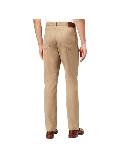 Ryan Seacrest Distinction Mens Tan Twill Stretch Dress Pants 34/32 BHFO 7710