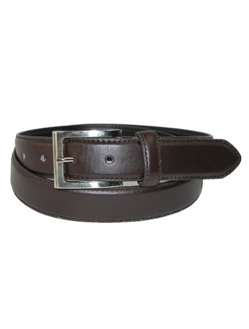 Men's Big and Tall Leather Dress Belt with Silver Buckle (Pack of 2)