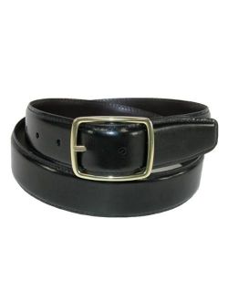 Mens Big and Tall Leather Gold Buckle Center Bar Reversible Belt