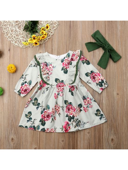 2PCS Cute Toddler Baby Girls Dress Princess Party Pageant Dresses Kids Clothes