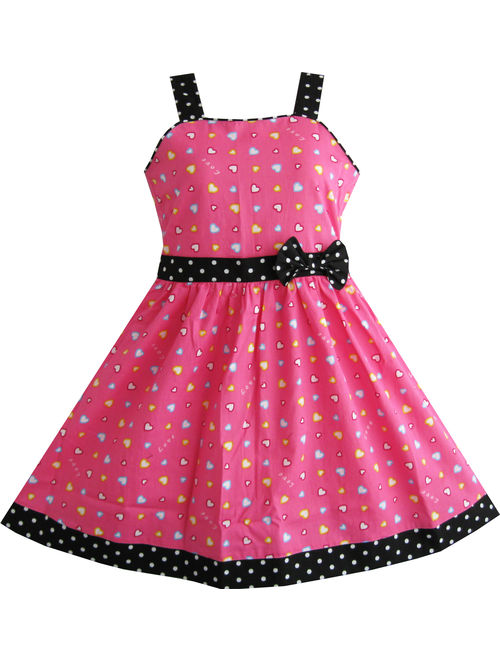 Sunny Fashion Girls Dress Heart Print Pink Christmas Size 4-12