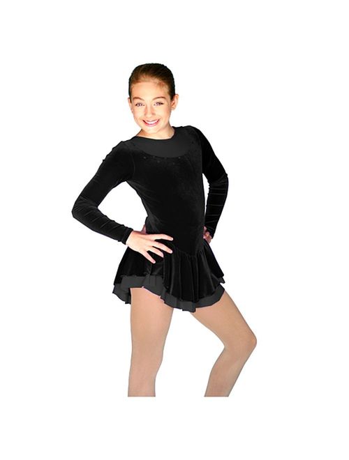 Chloe Noel Little Girls Size 4/6 Black Velvet Long Sleeve Skate Dress