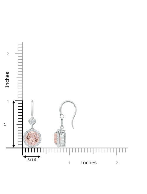 Claw-Set Morganite Dangle Earrings with Diamond Heart Motif in 950 Platinum (7mm Morganite) - SE1043MGD-PT-AAA-7
