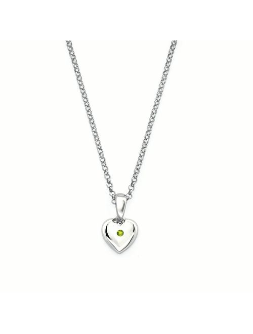 Girl's Sterling Silver Simulated Peridot August Birthstone Pendant Necklace
