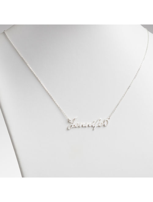 Personalized Women's Sterling Silver or Gold over Silver Script Nameplate Necklace, 18"