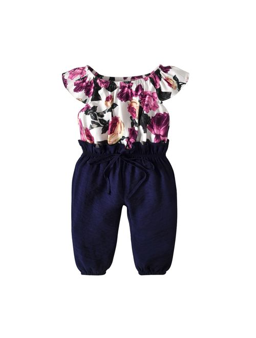 One-Piece Toddler Kids Baby Girls Floral Clothes Jumpsuit Romper Bodysuit Playsuit For 1-2 Years