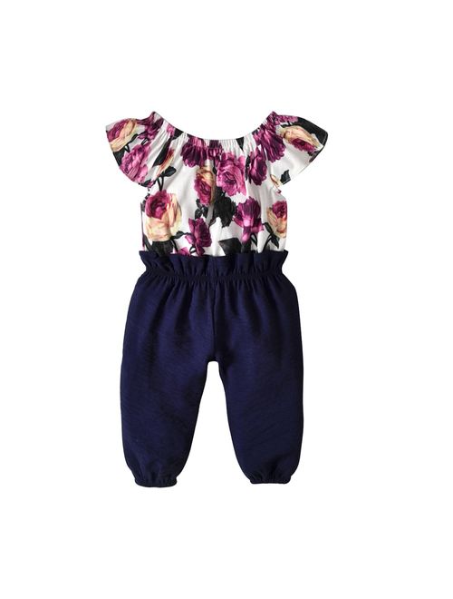 One-Piece Toddler Kids Baby Girls Floral Clothes Jumpsuit Romper Bodysuit Playsuit For 1-2 Years