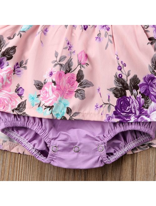 Infant Toddler Baby Kids Girls Clothes Lace Floral Sleeveless Little Sister Romper/ Big Sister Dress Matching Outfits For 0-6 Years