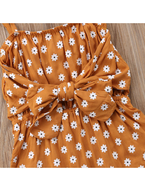 Toddler Newborn Baby Girl Summer Strap Bowknot Floral Romper Bodysuit Jumpsuit Outfit Sunsuit