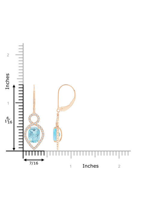 Cushion Swiss Blue Topaz Infinity Drop Earrings with Diamonds in 14K Rose Gold (8x6mm Swiss Blue Topaz) - SE1061SBTD-RG-A-8x6