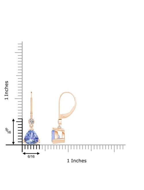 V Prong-Set Trillion Tanzanite Leverback Drop Earrings in 14K Rose Gold (8mm Tanzanite) - SE1001TD-RG-A-8