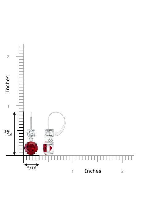 Round Garnet Leverback Dangle Earrings with Diamond in 14K White Gold (8mm Garnet) - SE0920G-WG-AAAA-8