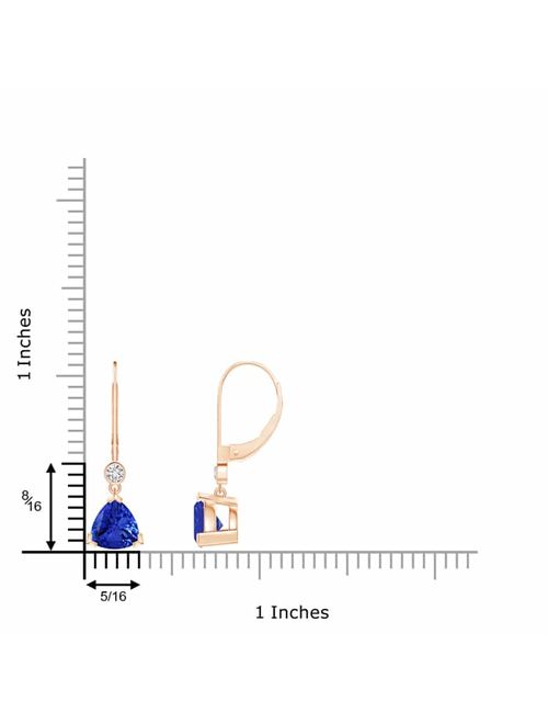 V Prong-Set Trillion Tanzanite Leverback Drop Earrings in 14K Rose Gold (7mm Tanzanite) - SE1001TD-RG-AAA-7