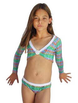 Polyester Long Sleeve Ripple Effect Rashguard Bikini
