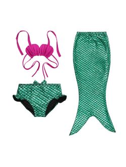 Halloween Girls' 3pcs Mermaid Tail Swimwear Mermaid Swimsuit Bathing Suit Bikini