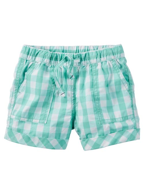 Carters Toddler Clothing Outfit Little Girls Pull-On Gingham Poplin Shorts Turquoise
