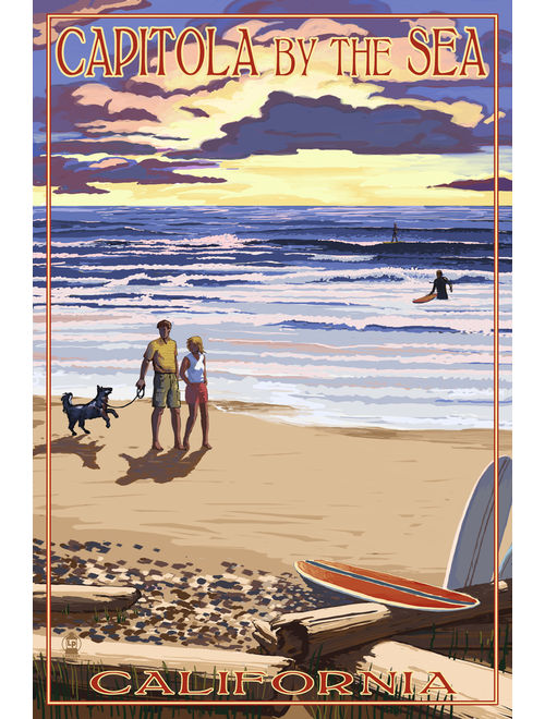 Capitola, California - Capitola By the Sea Sunset Beach Scene - Lantern Press Artwork (100% Cotton Tote Bag - Reusable)