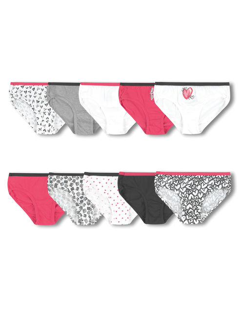 Hanes Girls' Tagless Hipster Underwear, 10 Pack Panties (Little Girls & Big Girls)