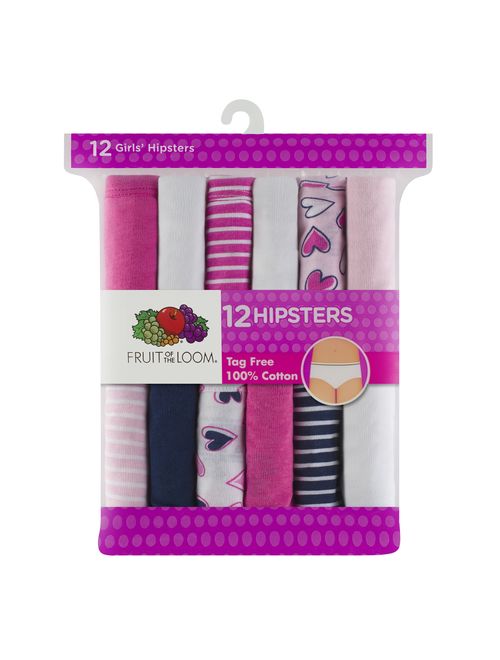 Fruit of the Loom Underwear Assorted Cotton Hipster Panties, 12 Pack (Little Girls & Big Girls)