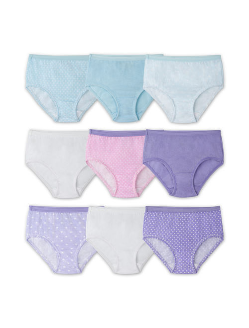Fruit of the Loom Assorted Cotton Brief Underwear, 9 Pack Panties (Little Girls & Big Girls)