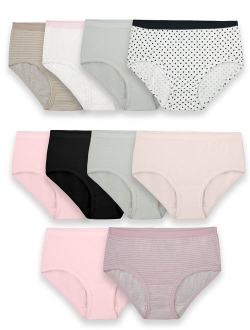 Underwear Assorted Classic Cotton Brief Panties, 10 Pack (Little Girls & Big Girls)