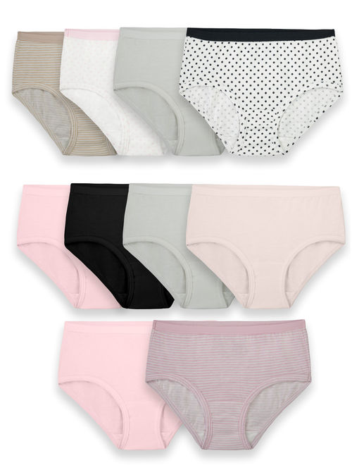 Fruit of the Loom Underwear Assorted Classic Cotton Brief Panties, 10 Pack (Little Girls & Big Girls)