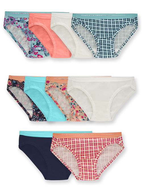 Fruit of the Loom Assorted Cotton Bikini Underwear Panties, (Little Girls & Big Girls) 10 Pack