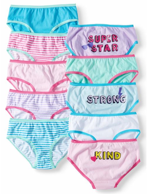 Wonder Nation Girls' Hipster Underwear, 10 Pack Panties (Little Girls & Big Girls)