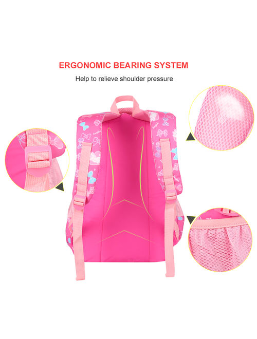 Vbiger 3 in 1 School Bag Waterproof Nylon Shoulder Daypack Bow-knot Bookbags Backpacks Lunch Tote Bag and Pencil Case