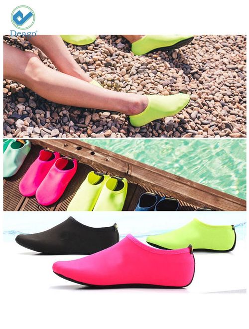 Deago Men Women Skin Water Barefoot Shoes Aqua Beach Socks Yoga Exercise Pool Swim Slip On Surf " L size, Pink"