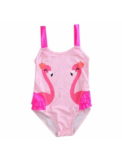 Summer Kids Baby Girls Flamingo Bikini Swimwear Swimsuit Bathing Suit Beachwear