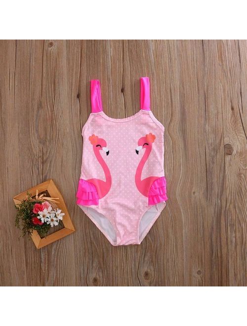 Summer Kids Baby Girls Flamingo Bikini Swimwear Swimsuit Bathing Suit Beachwear