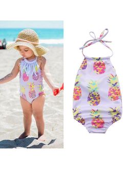 Newborn Baby Girl Swimsuit Swimwear Bikini Bathing Purple Powder One Pieces Swimsuit 0-24M